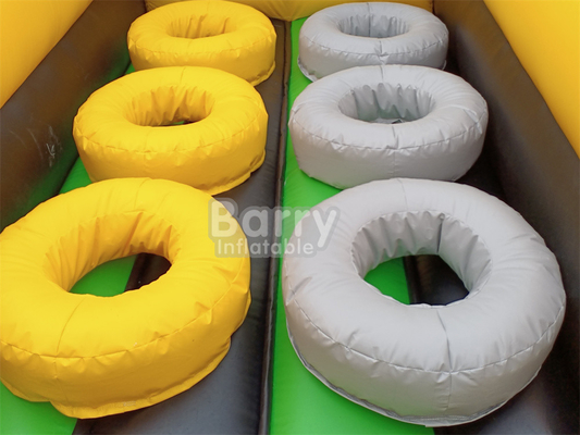 Parc d'attractions gonflable à l'eau sèche géante à l'extérieur National Indoor Big Bounce House With Wipe Out Game Slide