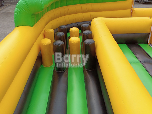 Parc d'attractions gonflable à l'eau sèche géante à l'extérieur National Indoor Big Bounce House With Wipe Out Game Slide