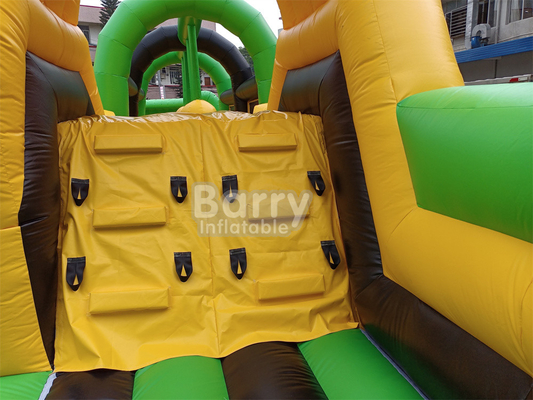 Parc d'attractions gonflable à l'eau sèche géante à l'extérieur National Indoor Big Bounce House With Wipe Out Game Slide