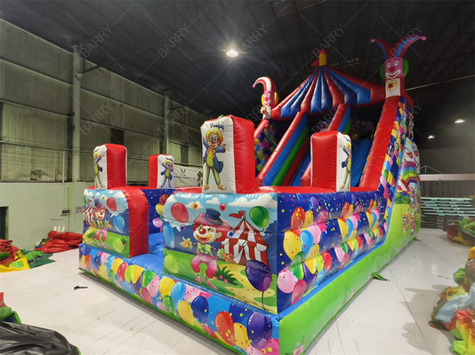 Glissière gonflable clown 8x4.7x6.5m pour les fêtes pour enfants PVC personnalisé