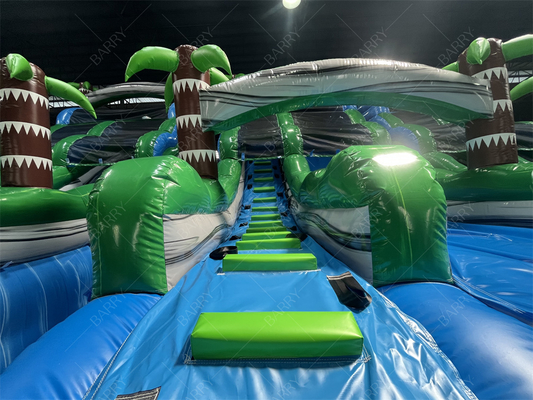 Toboggan aquatique gonflable commercial pour piscine, grand ou petit palmier, toboggan gonflable géant sur le thème de la jungle