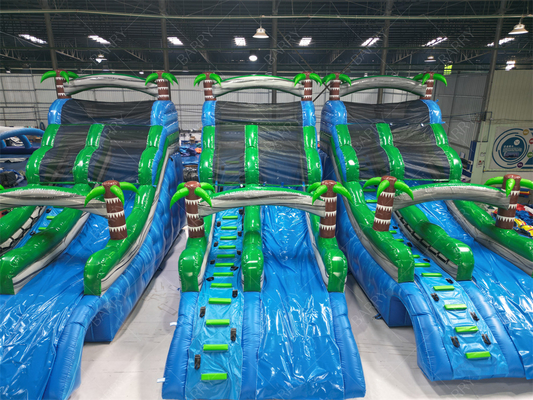 Toboggan aquatique gonflable commercial pour piscine, grand ou petit palmier, toboggan gonflable géant sur le thème de la jungle