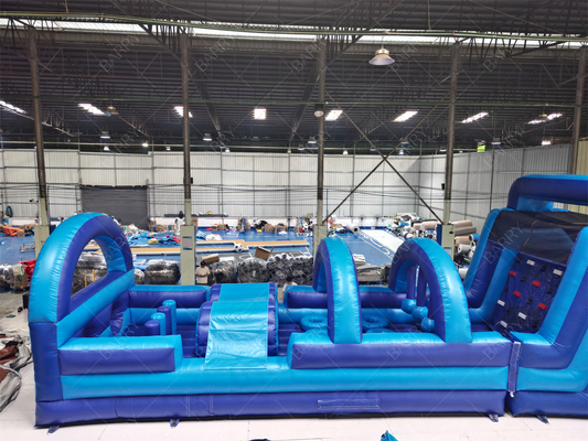 Commercial Blue Modern Bounce House Course d'obstacles gonflables avec glissement pour adultes enfants