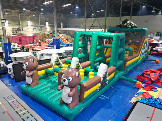 Parcours d'obstacles de saut à l'élastique gonflable géant Parcours d'obstacles de jeu gonflable Trampoline pour enfants et adultes