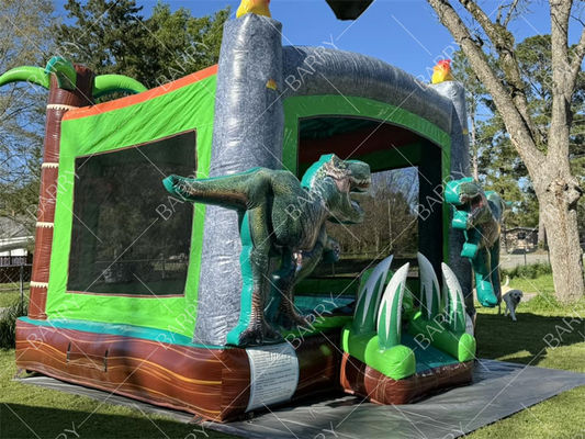 Dinosaure T-Rex Glisse gonflable à l'eau Maison de rebond Combo Bouncer gonflable Château de saut