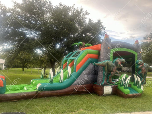 Dinosaure T-Rex Glisse gonflable à l'eau Maison de rebond Combo Bouncer gonflable Château de saut