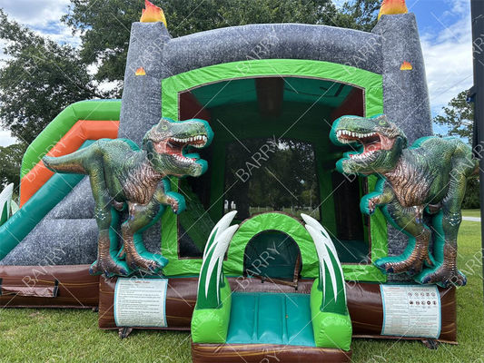 Dinosaure T-Rex Glisse gonflable à l'eau Maison de rebond Combo Bouncer gonflable Château de saut
