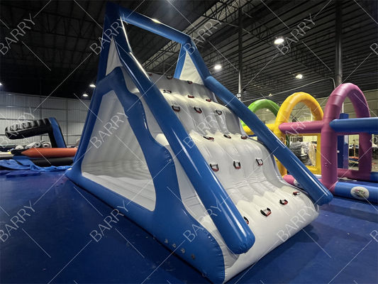 Commercial Inflatable Floating Water Slide Toys With Climbing Wall For Water Park