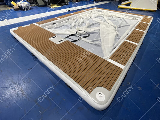 Piscine gonflable en forme de méduse pour yacht, avec tube en point de chute et filet