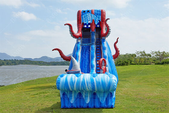 Toboggan aquatique gonflable commercial pour adultes, grand, 25 pieds, piscine Ocean Battle