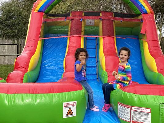 Large Rainbow Color Inflatable Water Splash Slide with Pool for Kids Big Inflatable Slide Playground Events