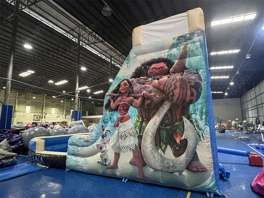 Toboggan gonflable à double voie sur le thème de Moana, qualité commerciale, avec piscine