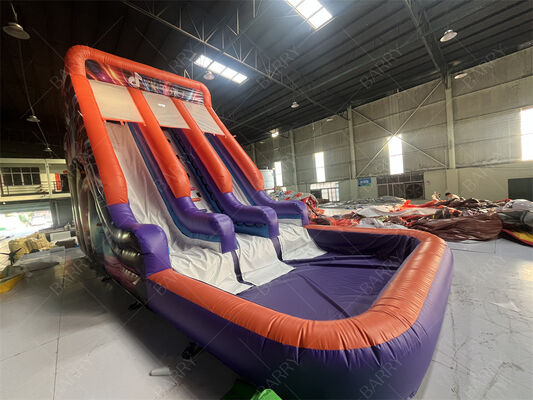 Glissade Gonflable Double Piste de Qualité Commerciale avec Piscine, Thème Néon/TikTok Tendance, Glissade Sèche/Humide pour Locations de Fêtes et Événements Système de Jeu pour Enfants