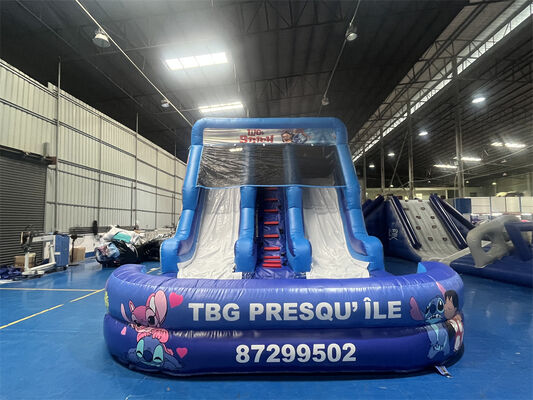 Lilo & Stitch Thème triple voie gonflable glisser-déposer pour enfants de qualité commerciale