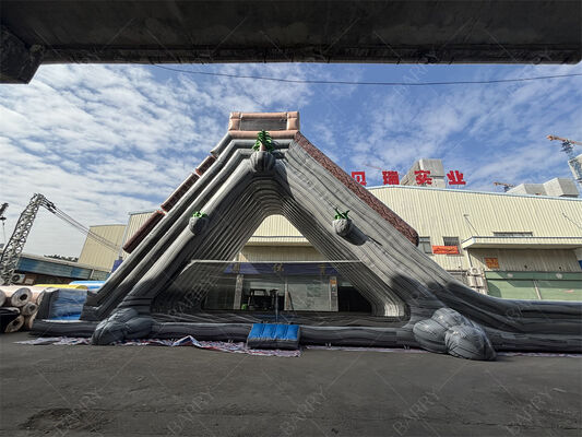 Glissière d'eau gonflable géante de qualité commerciale, double voie à thème tropical, glissière humide / sèche pour les parcs d'attractions et les festivals