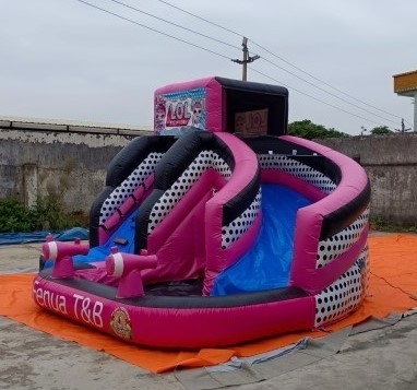 location commerciale gonflable de PVC LOL Bounce House Slide Pink de 0.55mm