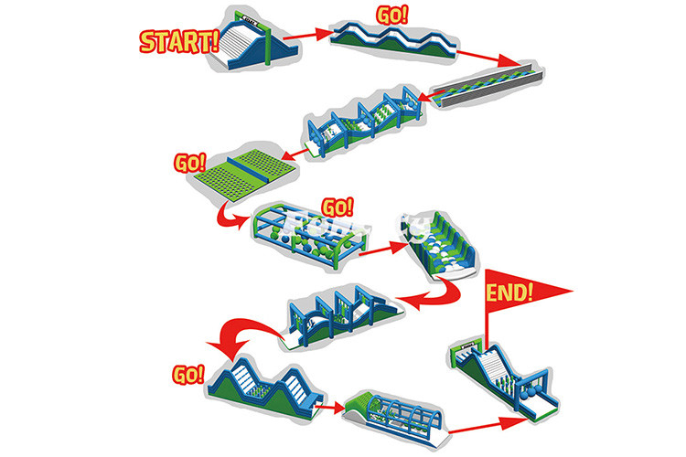 Grand parcours d'obstacles de 5 km gonflable parcours d'obstacles de 5 km course PVC logo personnalisé souffleur d'air inclus