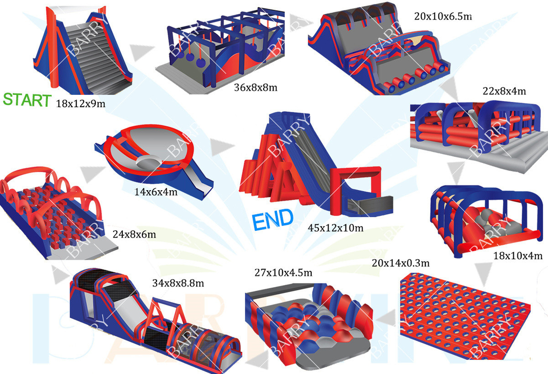 Commercial Singapore Case Grand événement gonflable 5km Course d'obstacles gonflable géant Château à rebondir 5k Activités