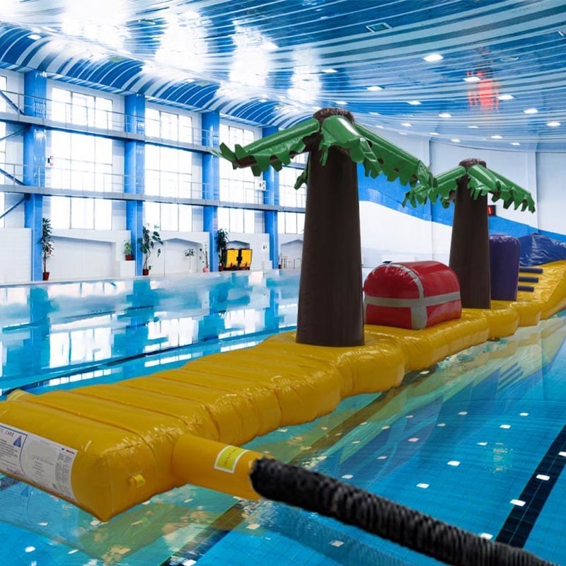 Cours d'obstacles soudés étanches Jeux d'eau 13.8M Pirates Trésor Pool Cours d'eau profonde gonflable