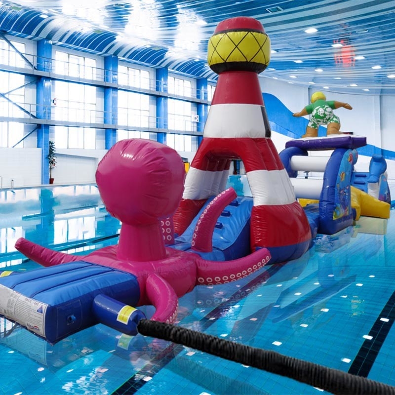 17M Piscine de plongée en mer Cours d'obstacles gonflables sur l'eau pour enfants et adultes