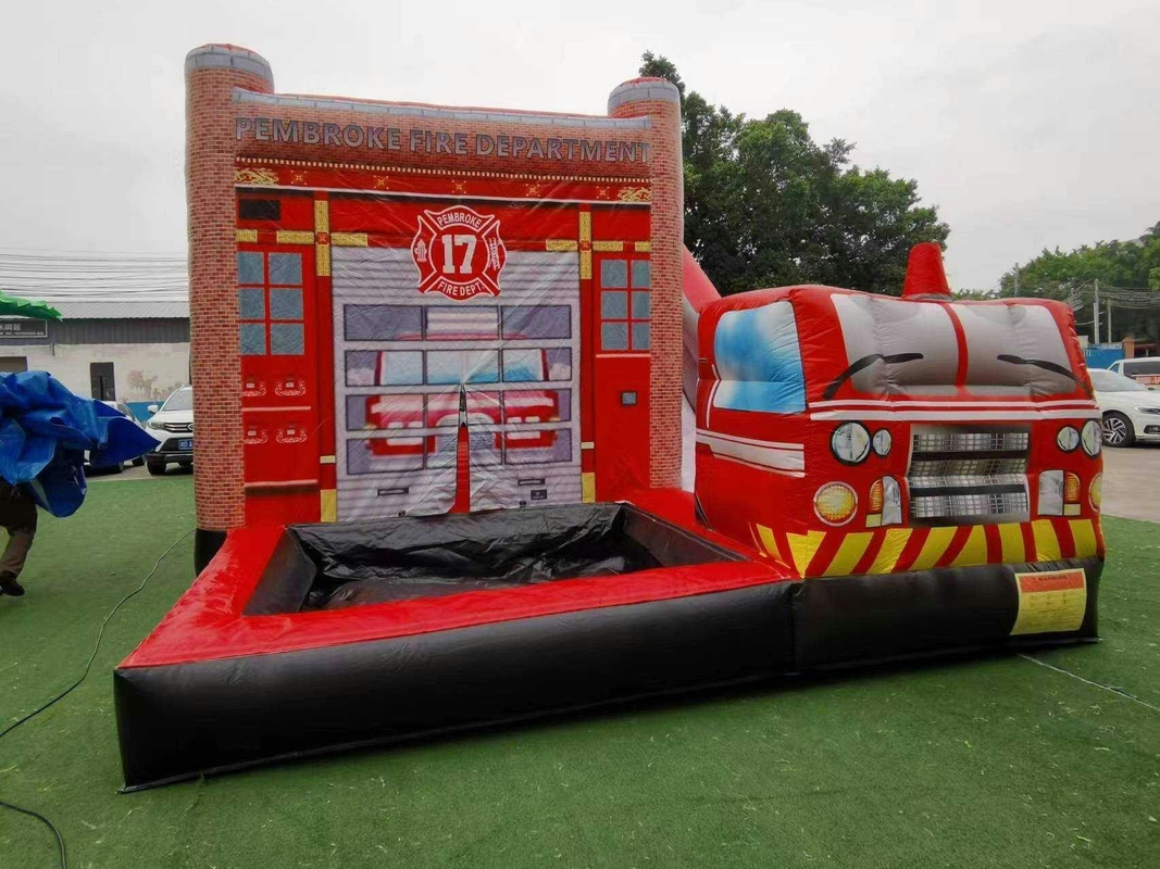 OEM ODM 3 en 1 station de pompiers maison de rebond avec piscine saut à l' élastique château de saut à l' élastique obstacle pour les enfants