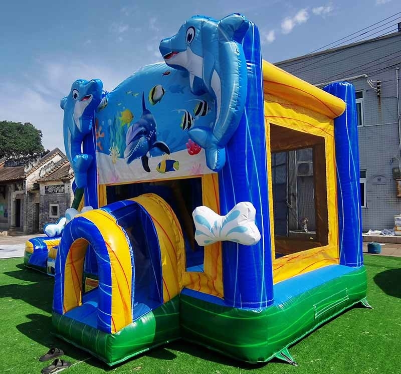 Maison sur mesure avec glissade du monde sous-marin Le château de saut pour les enfants