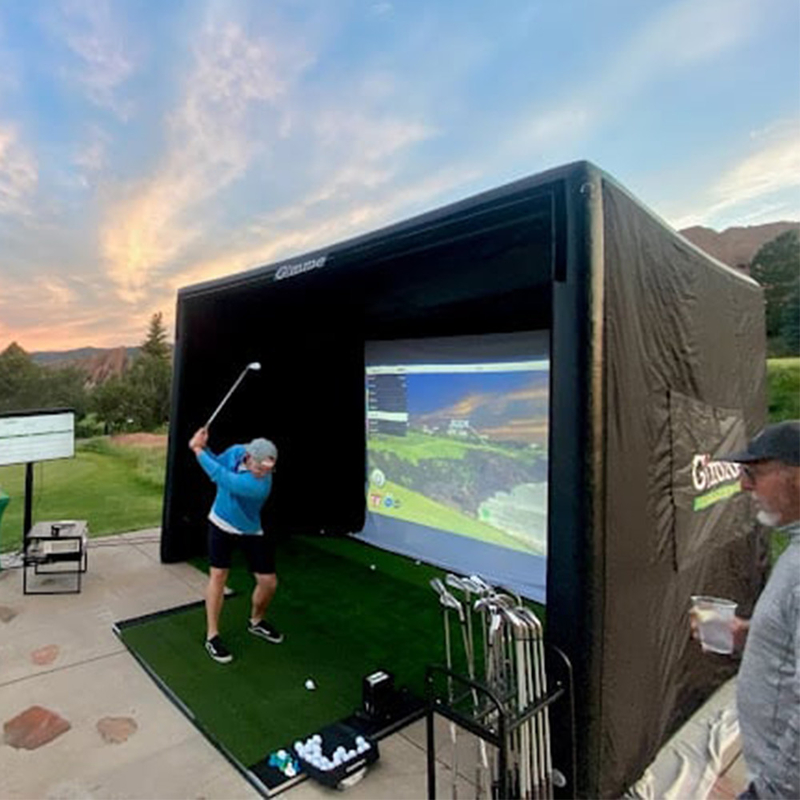 Cage d'entraînement de golf portable Simulateur de golf gonflable Projecteur Tente de tir avec écran
