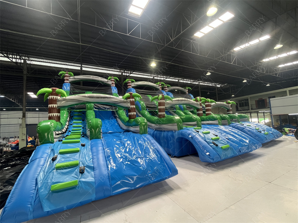 Toboggan aquatique gonflable commercial pour piscine, grand ou petit palmier, toboggan gonflable géant sur le thème de la jungle