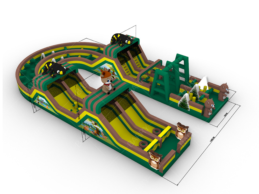 Parcours d'obstacles de saut à l'élastique gonflable géant Parcours d'obstacles de jeu gonflable Trampoline pour enfants et adultes