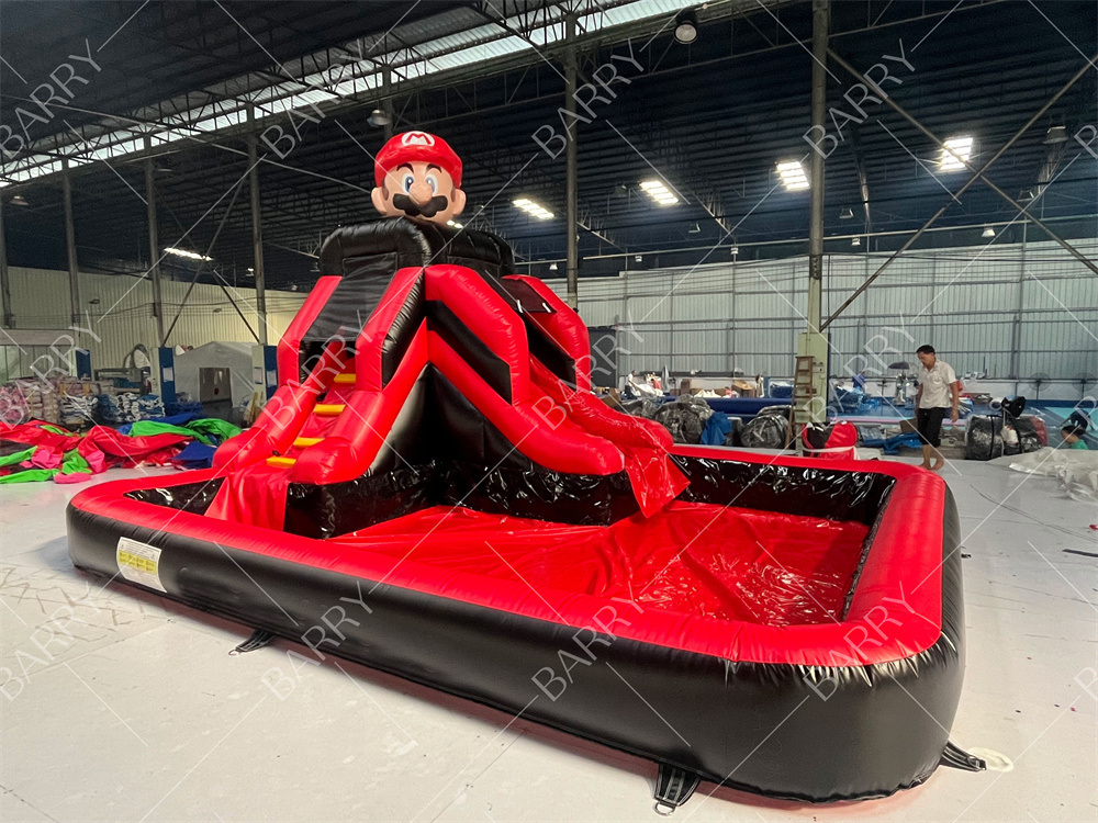 Toboggan aquatique gonflable sur le thème de Super Mario Bros. commercial avec piscine à vendre ou à louer pour une fête en promotion