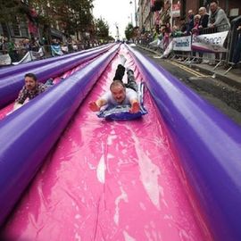 glissières gonflables passionnantes de 500ft grandes, longue glissière de ville de l'eau de 3 ruelles