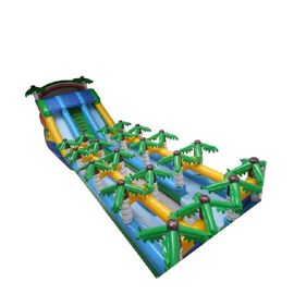 vert gonflable géant massif tropical de glissière d'eau de 20m avec des palmiers