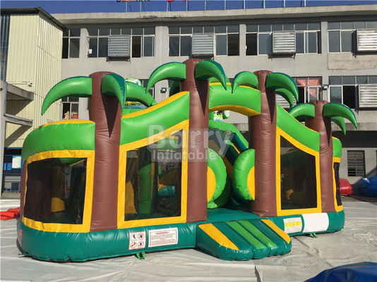 Terrain de jeu gonflable orienté du château 0.55mm de PVC de jungle gonflable commerciale tropicale d'amusement