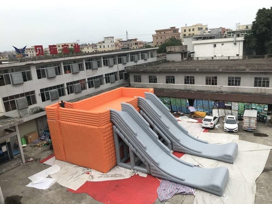 Glissière combinée gonflable d'événements avec le matériel extérieur de bâche de PVC de grande plate-forme