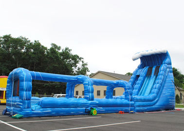 Glissement gonflable bleu et glissière d'adultes géants long double avec la piscine