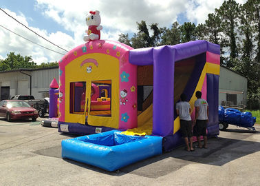 Les enfants font la fête le videur gonflable orienté rose de Hello Kitty avec la bâche de PVC de diapositive 0.55mm