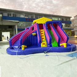 Parc d'amusement gonflable de l'eau de château plein d'entrain gonflable d'EN71 pour des enfants avec la glissière de piscine