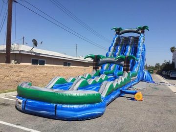 Doubles glissement et glissière gonflables bleus et verts avec la piscine 30 Foott grand pour le parc