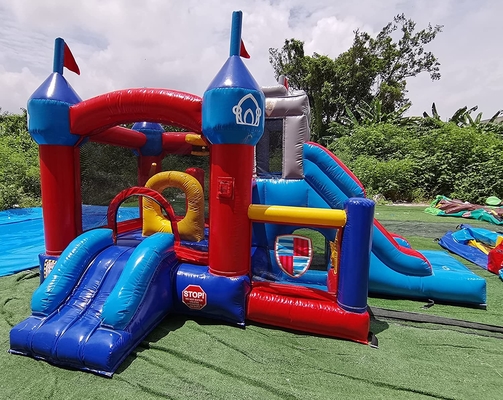 Chambre gonflable de rebond de château d'enfants de saut plein d'entrain extérieur d'obstacle avec la glissière