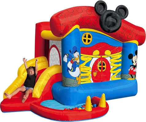 Chambre gonflable de Disney Mickey Mouse Funhouse Outdoor Bounce de videur de PVC de 0.55mm avec la glissière
