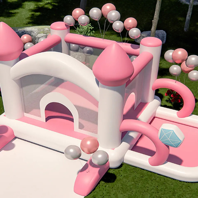 Message publicitaire sautant de Chambre de rebond de château d'enfant en bas âge gonflable rose de videur