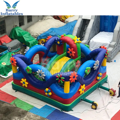 Terrain de jeu gonflable végétal de Funcity de fleur d'enfants de château plein d'entrain gonflable de bâche