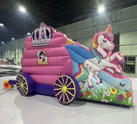 Thème de dessin animé Glissière gonflable de la maison de rebond Combo Unicorn Cheval Glissières du château de rebond