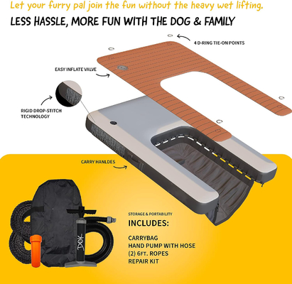 Logo personnalisé Dock flottant gonflable DWF PVC Tarpaulin à eau Rampe gonflable pour chien Pour nager