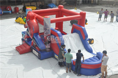 Château plein d'entrain de Spiderman, videur gonflable rond combiné avec la glissière