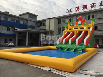 Parc aquatique gonflable de glissière faite sur commande de dinosaure avec la piscine pour l'été