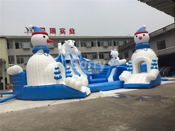 Parc aquatique gonflable d'ours étonnant extérieur avec le bleu et le blanc de glissière