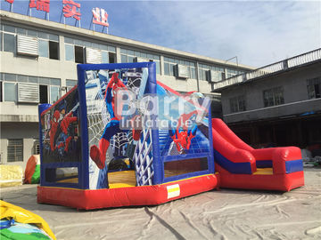 Château sautant combiné gonflable adapté aux besoins du client de Spiderman de taille avec la glissière pour le parc de zoo