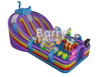 Équipement gonflable fait sur commande de terrain de jeu d'enfant en bas âge de chat bleu/terrain de jeu d'enfants avec la Chambre sautante colorée de rebond