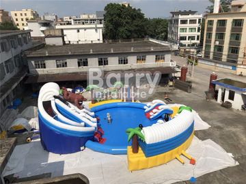 Parc aquatique gonflable de PVC Aquapark de coutume avec la piscine et glissière pour des enfants